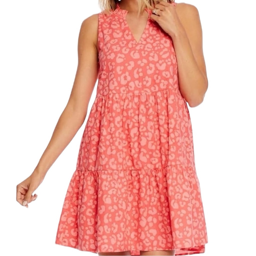 Mud‎ Pie Pink Animal Print Mini Dress Leopard Cheetah